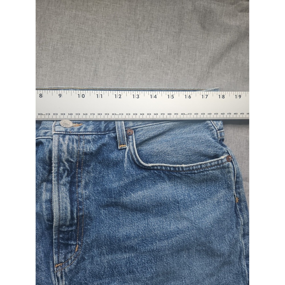 AGOLDE Hilla Denim Maxi Skirt Indigo Blue Raw Hem High Rise Size 30 - Picture 7 of 14